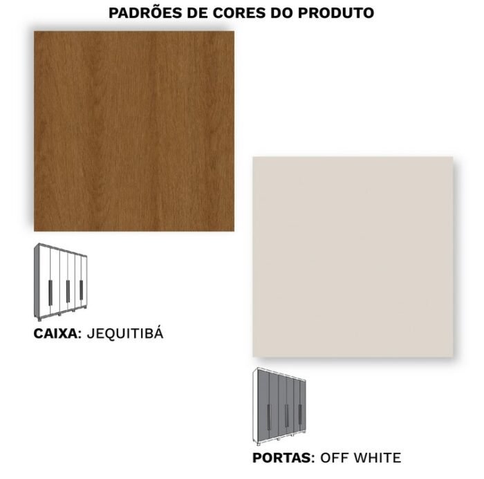 ROUPEIRO RIMO 6 PORTAS - JEQUITIBA/OFF WHITE - Imagem 4