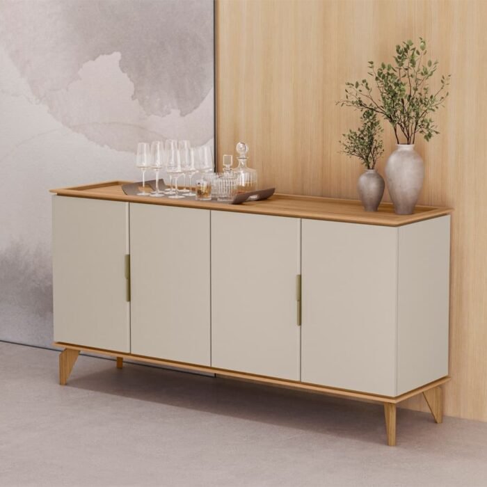 BALCÃO BUFFET APARADOR 4 PORTAS EVORA 1.6 - JEQUITIBA/OFF WHITE FOSCO