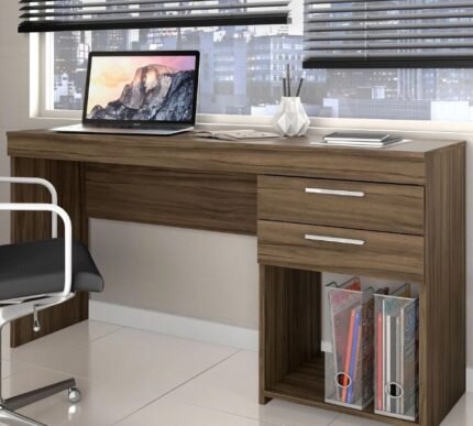 MESA PARA ESCRITÓRIO OFFICE 2 GAVETAS NOTAVEL NOGAL TREND