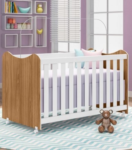 BERÇO MINI CAMA INFANTIL CRISTAL PETERNELLA 70CM- BRANCO OU NATURE/BRANCO