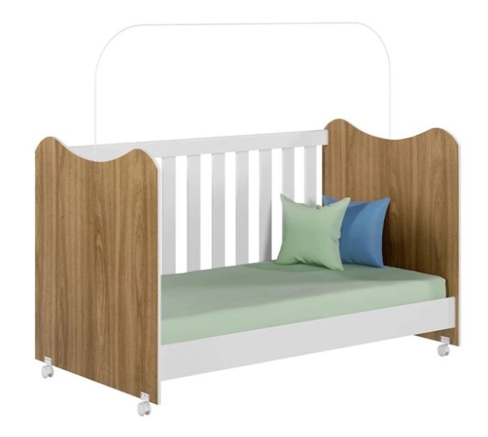 BERÇO MINI CAMA INFANTIL CRISTAL PETERNELLA 70CM- BRANCO OU NATURE/BRANCO - Imagem 4