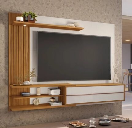 PAINEL SUSPENSO PARA TV DE ATÉ 65" NOTÁVEL MÓVEIS - FREIJÓ TREND/OFF WHITE