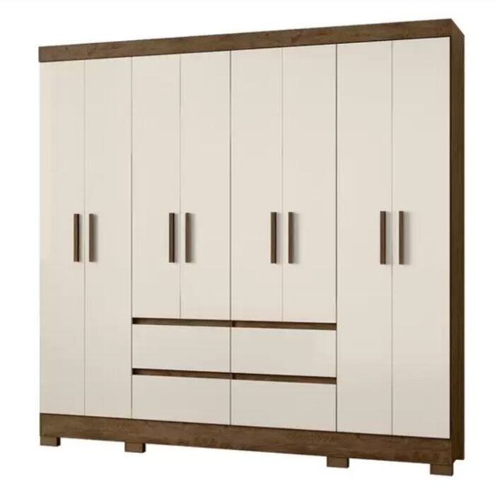 ROUPEIRO MOVAL BELÉM 8 PORTAS - CASTANHO WOOD/OFF WHITE - Imagem 2