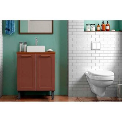 GABINETE BALCÃO PARA BANHEIRO 70CM 2 PORTAS NATURA 8004 BERTOLINI