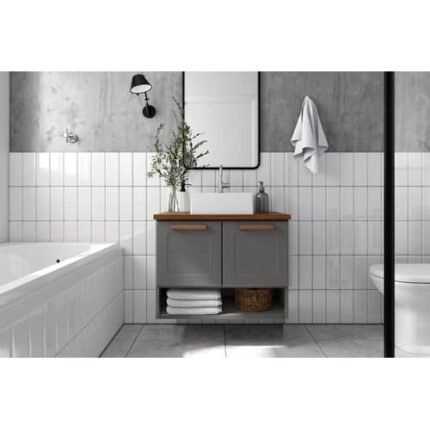 GABINETE BALCÃO SUSPENSO PARA BANHEIRO 70CM 2 PORTAS COM NICHO NATURA 8005 BERTOLINI
