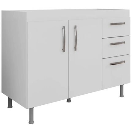 BALCÃO DE COZINHA PARA PIA 120CM - BRANCO, RÚSTICO OU CHOCOLATE