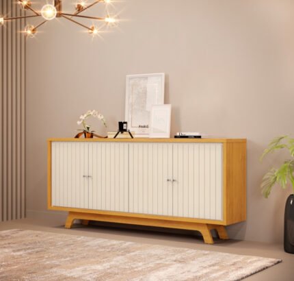 BALCÃO BUFFET APARADOR DJ MÓVEIS - CEDRO/OFF WHITE