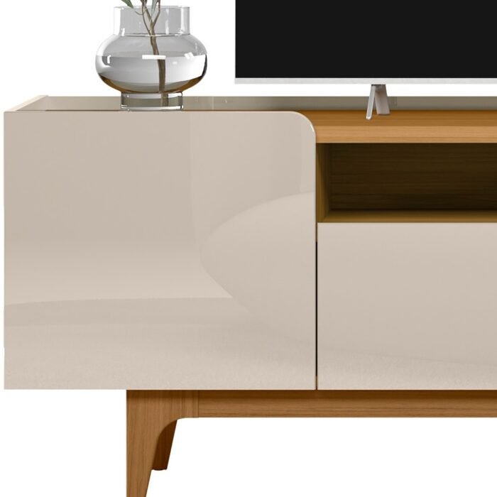 RACK PARA TV ATÉ 75" 3 PORTAS LINEA BRASIL - Orlando Tauari/Off White Brilho - Imagem 2