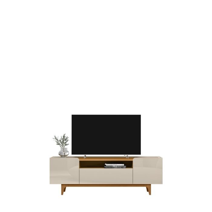 RACK PARA TV ATÉ 75" 3 PORTAS LINEA BRASIL - Orlando Tauari/Off White Brilho - Imagem 5