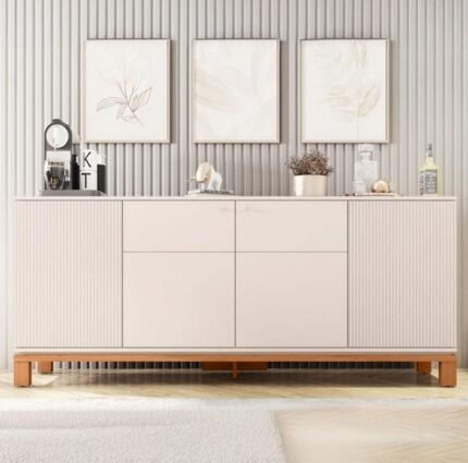 BALCÃO BUFFET APARADOR 4 PORTAS CAEMMUN - OFF WHITE/FREIJO