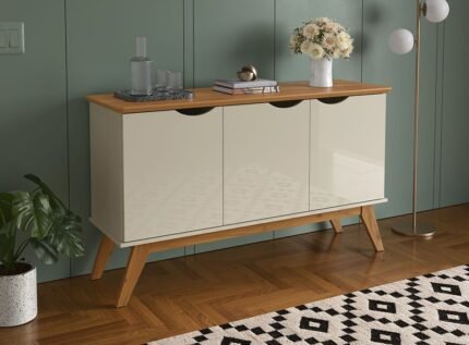 BALCÃO BUFFET APARADOR 3 PORTAS PATRIMAR - OFF WHITE/CINAMOMO