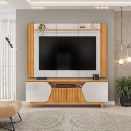 RACK BANCADA COM PAINEL PARA TV ATÉ 75" DJ MÓVEIS - BALI/CEDRO