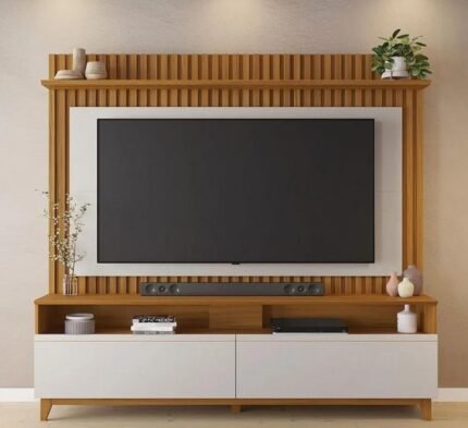 ESTANTE HOME RIPADO PARA TV DE ATÉ 65" NOTÁVEL MÓVEIS - FREIJÓ/OFF WHITE